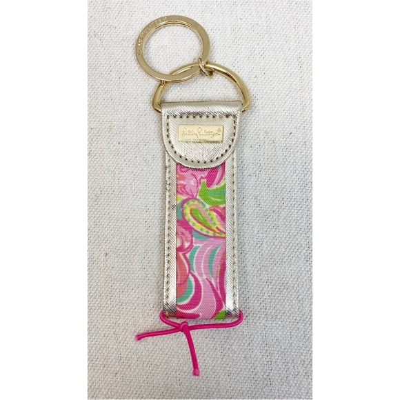Lilly Pulitzer Pink Green Paisley Keychain - Picture 1 of 5